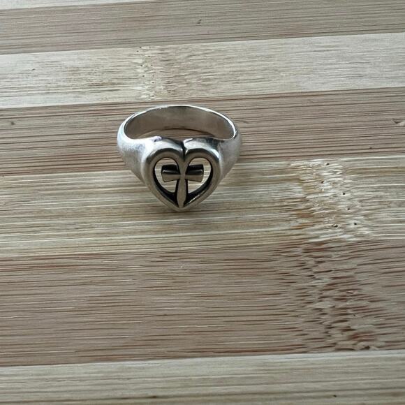 JAMES AVERY Ring Sterling Silver 925 Eternal Love Heart Cross Size 8 Retired - Picture 1 of 5